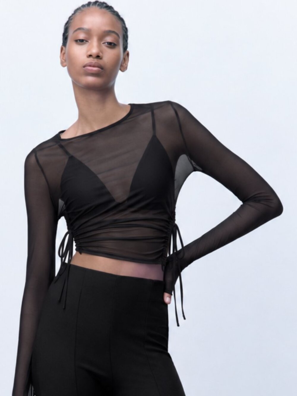 Zara Long Sleeves Mesh Top M/L